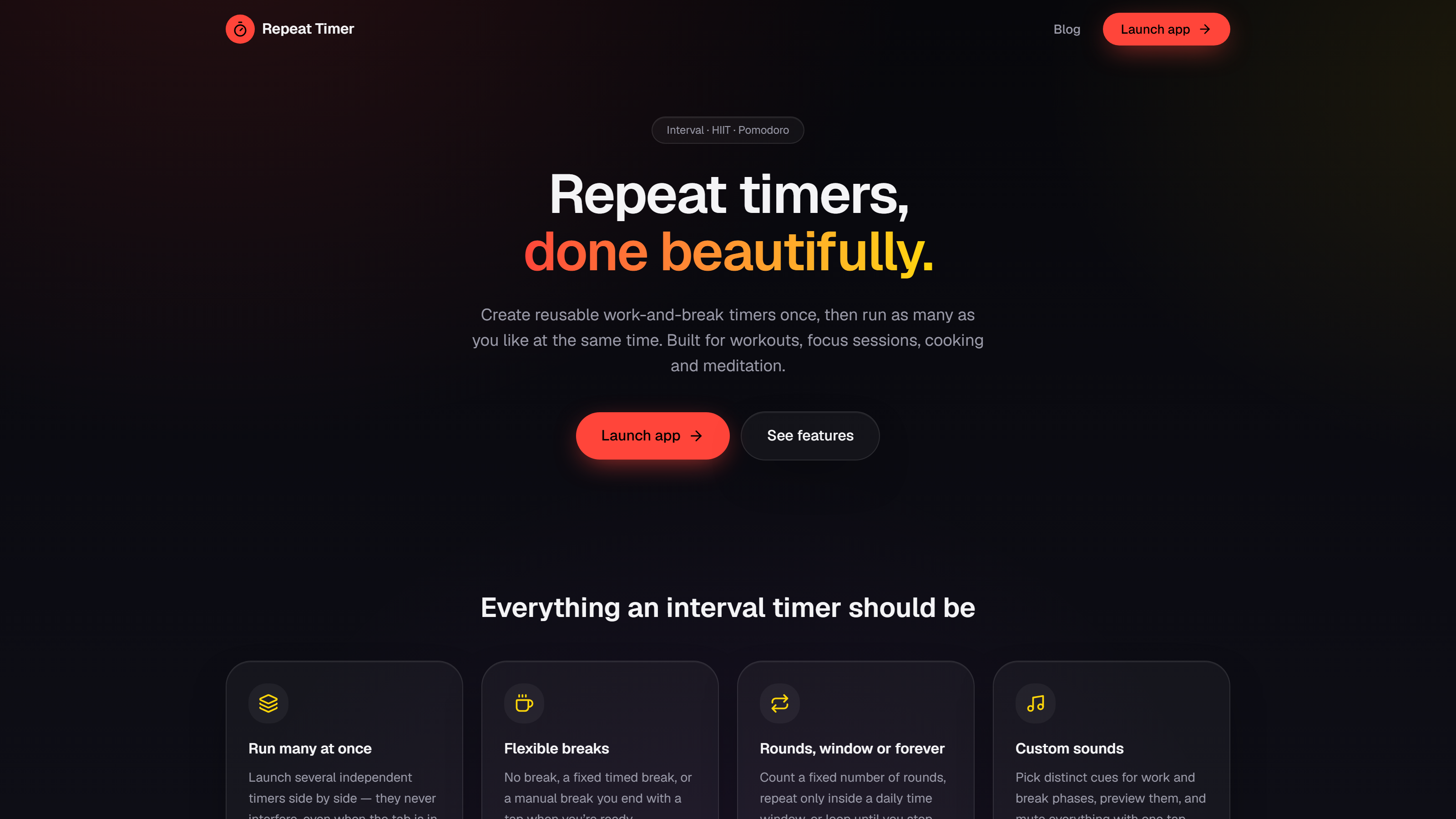 Repeat Timer website preview